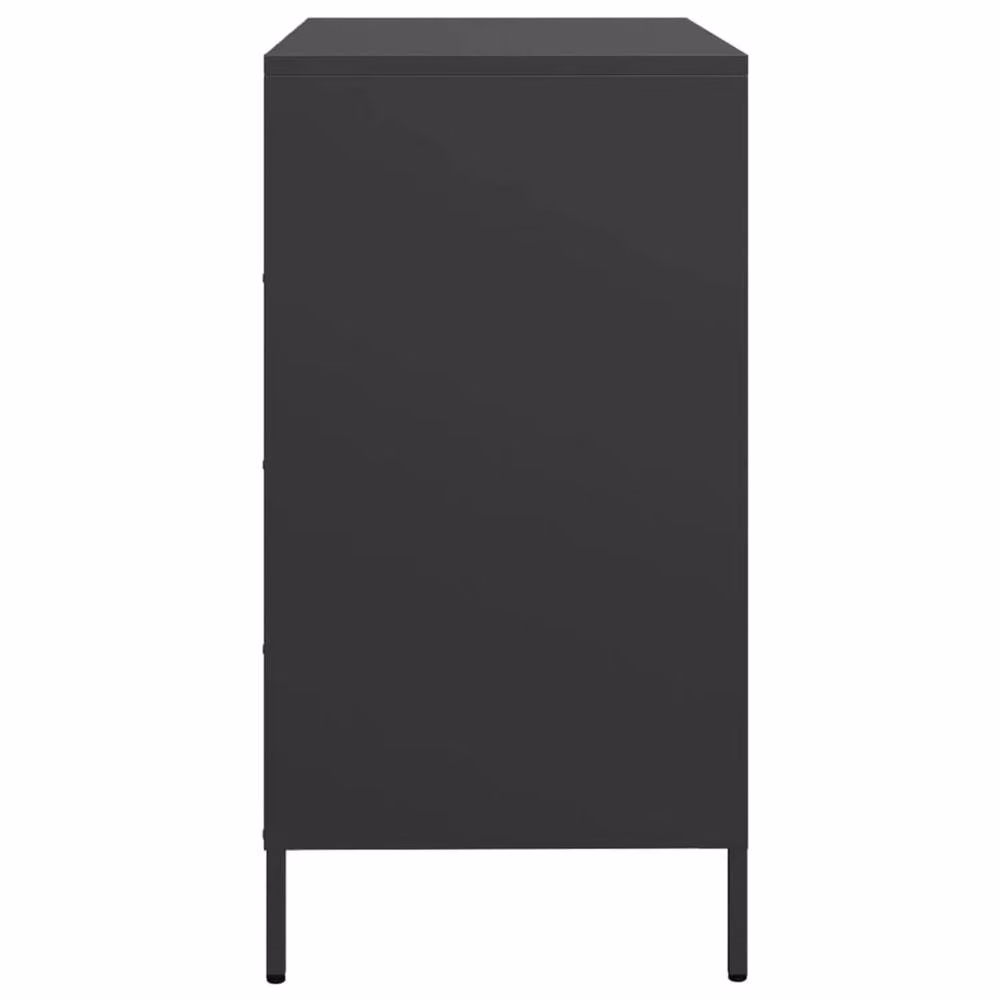 Berkfield Home Black Industrial Sideboard in Matt Cold-rolled Steel, W: 68 cm, D: 39 cm, H: 73.5 cm – 4