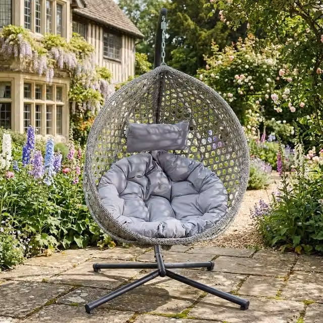 Rosewood & Stone Home Attingham Single Egg Chair in Light Grey on Grey