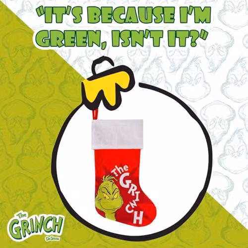 VFM e-Store Grinch Christmas Stocking in Red and White, H 40 cm x W 26 cm x D 26 cm – 5