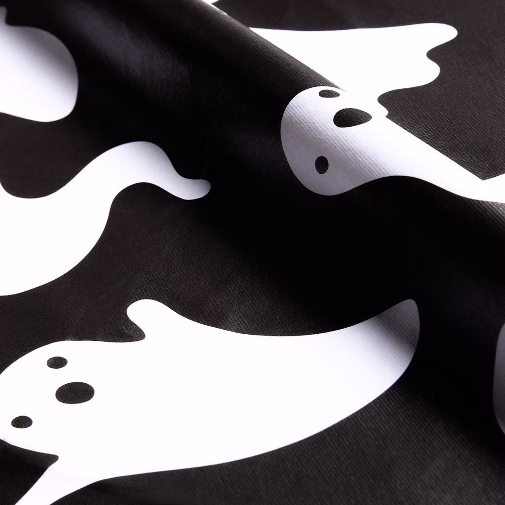 OHS Halloween Ghost Tablecloth in Black, Water Repellent PVC Table Protector – 3