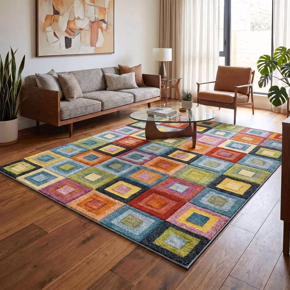 Desire Rugs Rainbow Modern Multicolour Mosaic Carved Runner Rug, W/D/H: 60 x 220 cm – 2