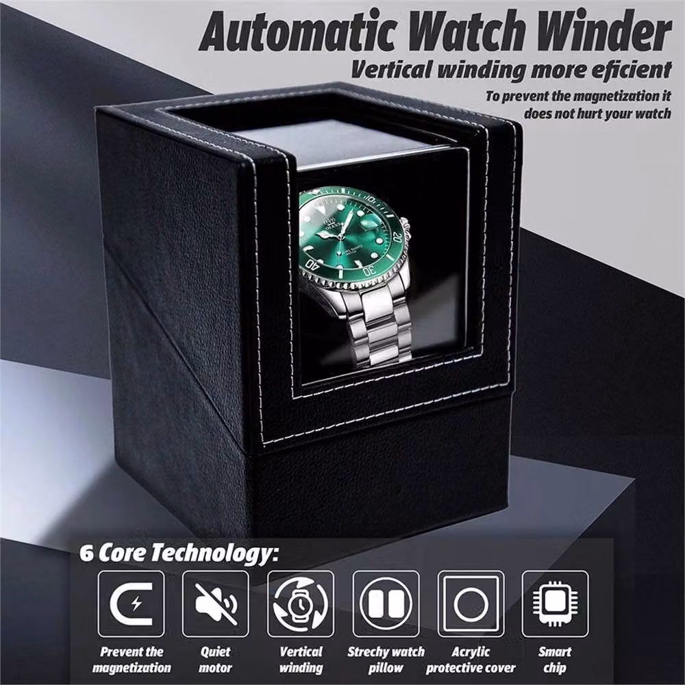 SPETLEK Single Watch Display Case in Black with Rotation Modes – 4