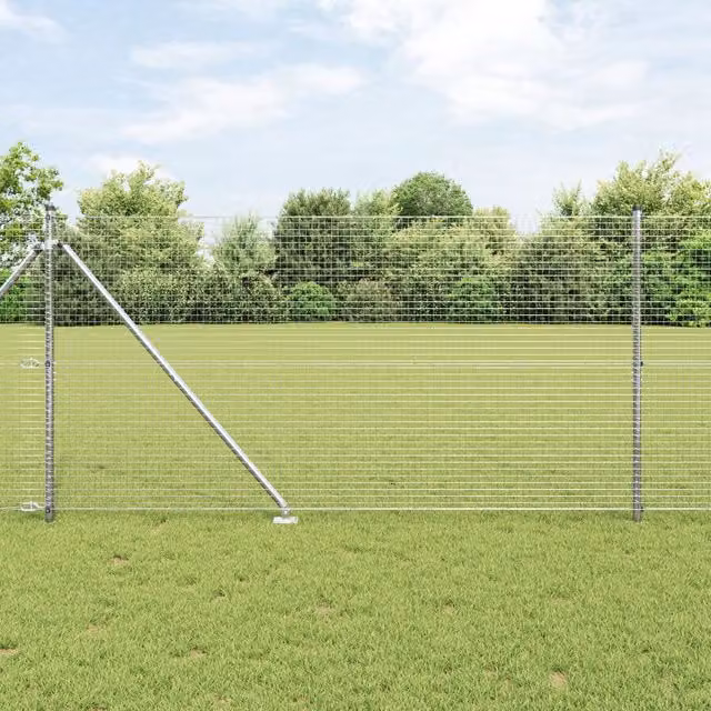 Berkfield Home Grey Galvanised Steel Welded Wire Fence with 13 Spike Posts, 1.4 x 50 m – 1
