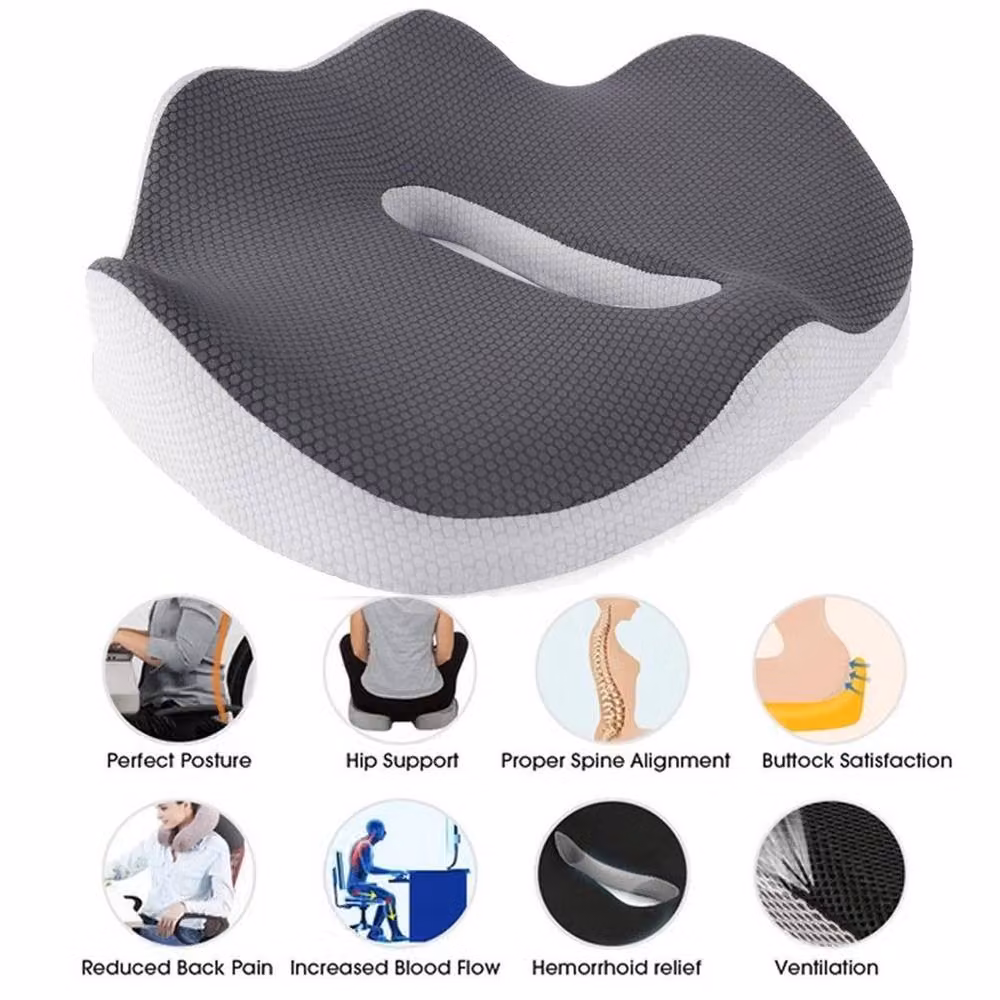 PAWNORA Grey Gel Foam Contoured Round Donut Seat Cushion for Adults – 3