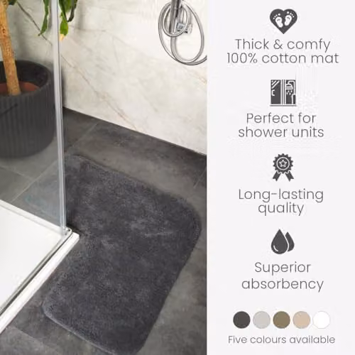 Allure Bath Fashions Rectangular Cotton Bath Mat in Grey Anthracite, W/D/H: 70 x 35 x 0.3 cm – 4