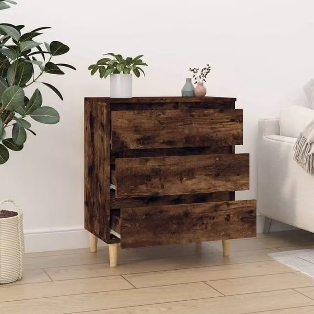 Berkfield Home Smoked Oak Sideboard in Brown, W/D/H: 60 x 35 x 70 cm