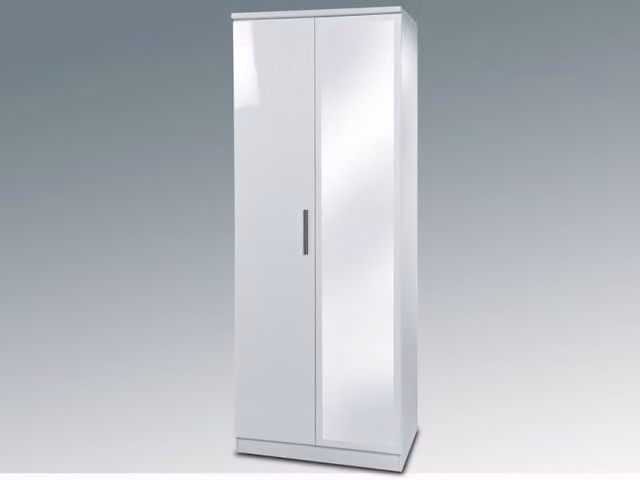 Welcome Knightsbridge White High Gloss 2 Door Tall Mirrored Double Wardrobe
