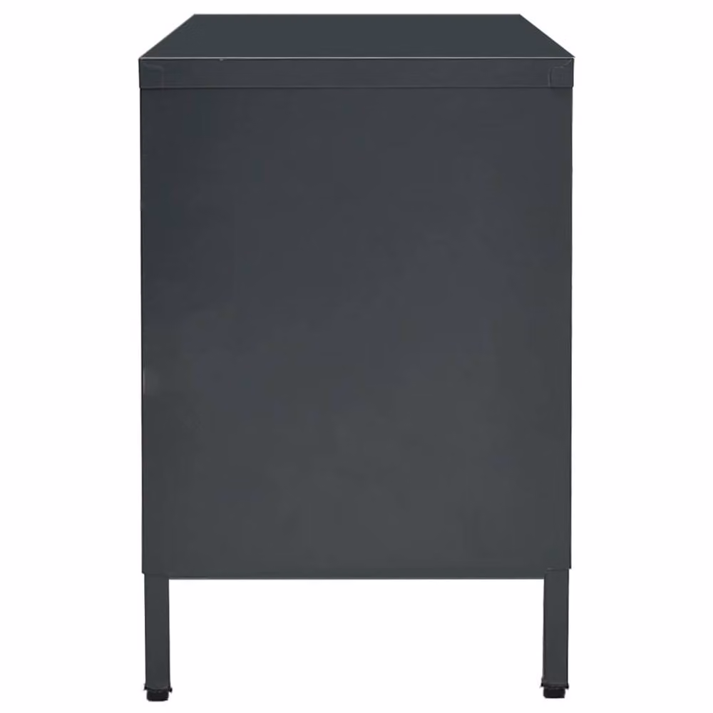 Berkfield Home Modern Anthracite TV Cabinet in Steel and Glass, W/D/H: 105 x 35 x 52 cm – 4