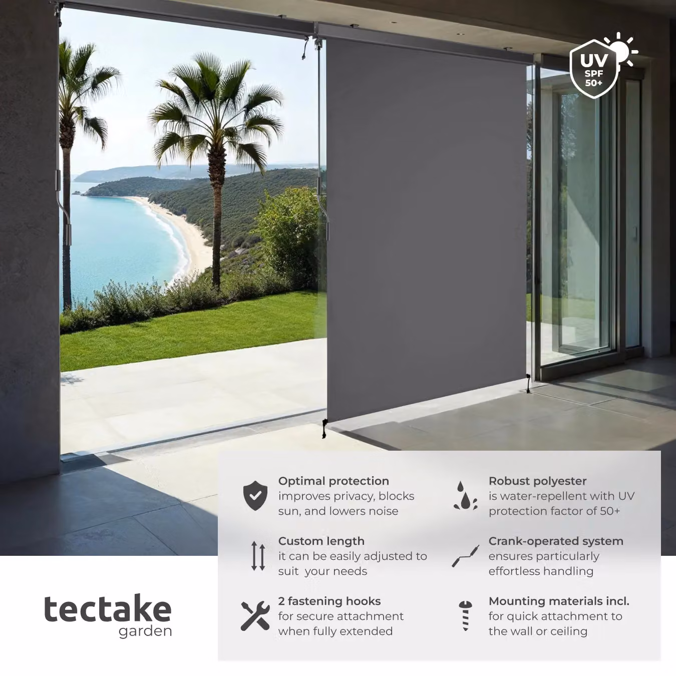 tectake Eloise Vertical Awning in Dark Grey, W/H: 120 x 250 cm – 2