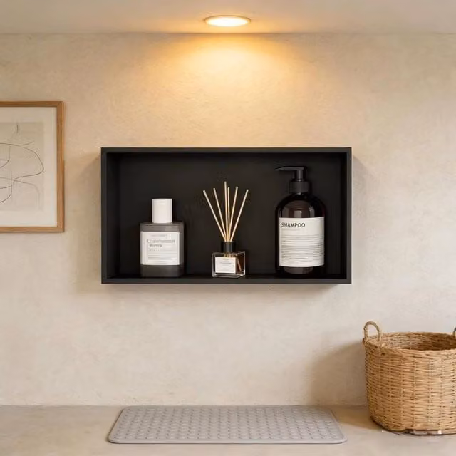 VOGREX Black Stainless Steel Recessed Bathroom Shower Niche Storage W/D/H: 30.48 x 10.16 x 61.0 cm – 1