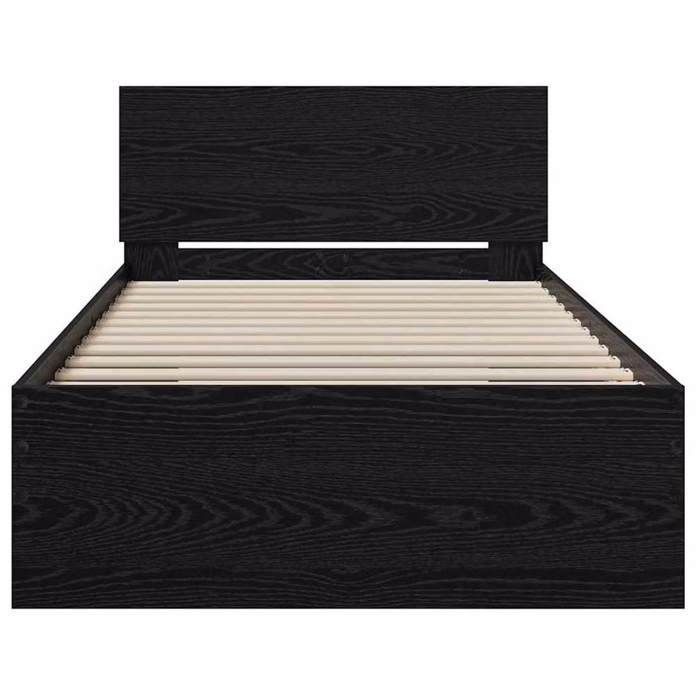 Berkfield Home Modern Bed Frame with Headboard in Black Oak, W/D/H: 90 x 200 cm – 4