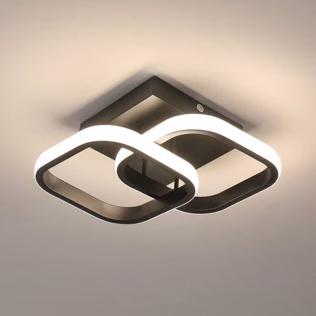 Pheashine Modern Square LED Ceiling Light, 22W, Warm White, Black and White – 1