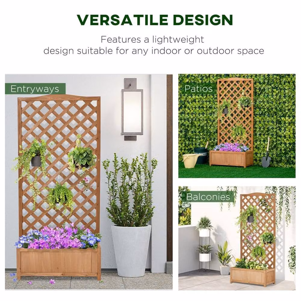 EONLION Brown Wooden Raised Garden Bed for Vegetable, Herb or Ornamental Gardens, W/D/H: 170 x 36 x 76 cm – 3