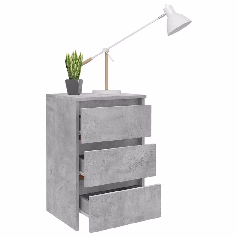 Berkfield Home Bedside Cabinet in Concrete Grey, W/D/H: 40 x 35 x 62.5 cm – 3