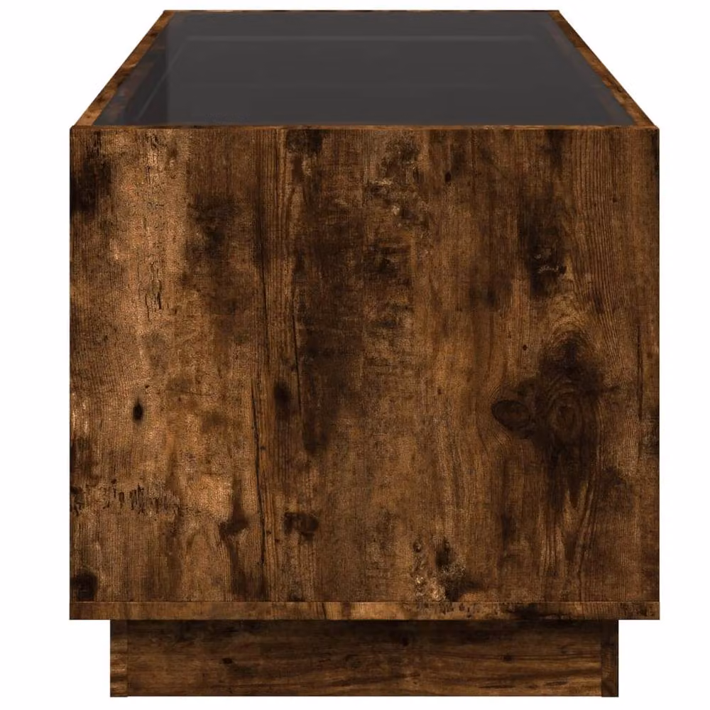 Berkfield Home Infinity LED Decorative Coffee Table in Smoked Oak and Brown, W/D/H: 70 x 50 x 50 cm – 4