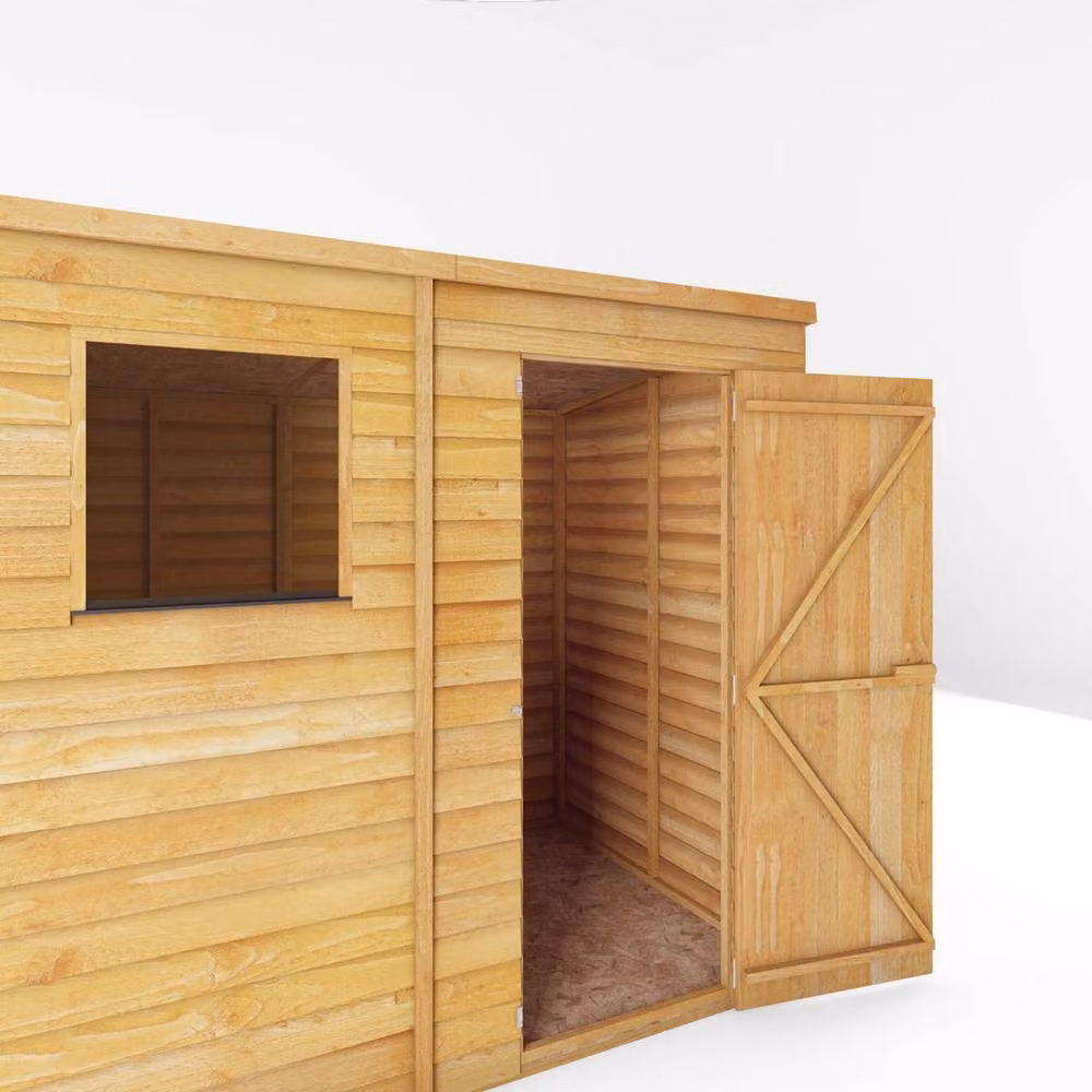 Mercia Brown Wooden Overlap Pent Shed with Window and Single Door, W: 213.4 cm, D: 155.8 cm, H: 201 cm – 2