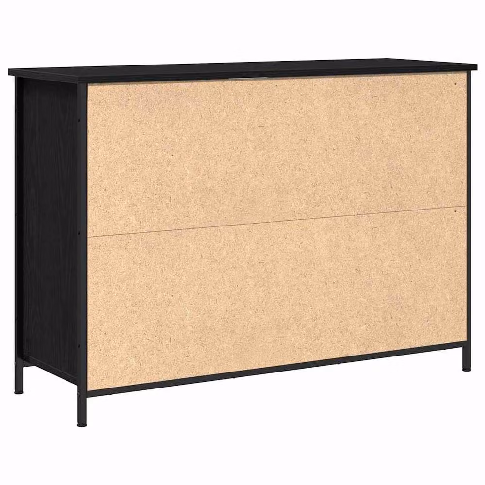 Berkfield Home Black Oak Sideboard in Engineered Wood and Metal, W/D/H: 100 x 35 x 70 cm – 4