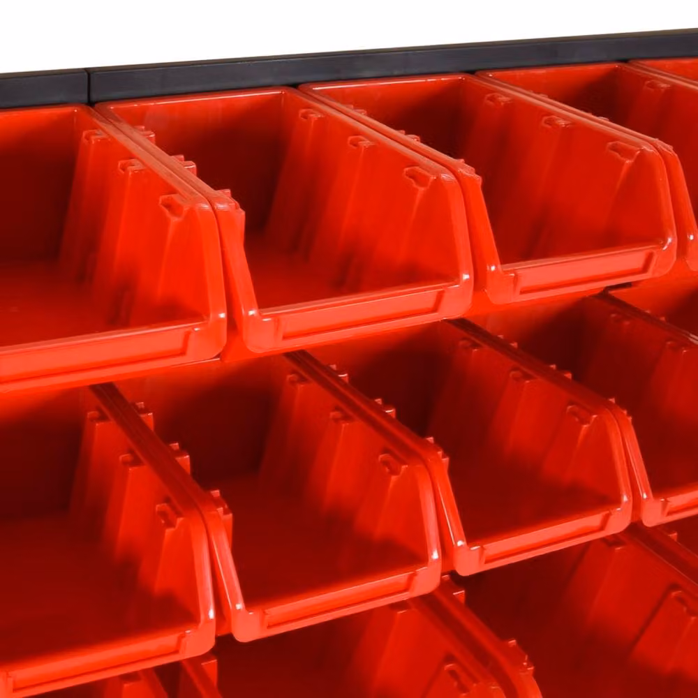 Berkfield Home 30 Piece Durable Wall Mounted Workshop Shelf Set in Red and Black, W: 77 cm, D: 39 cm – 4