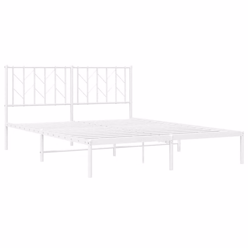Berkfield Home Metal Bed Frame with Headboard in White, W/D/H: 150 x 200 cm – 3