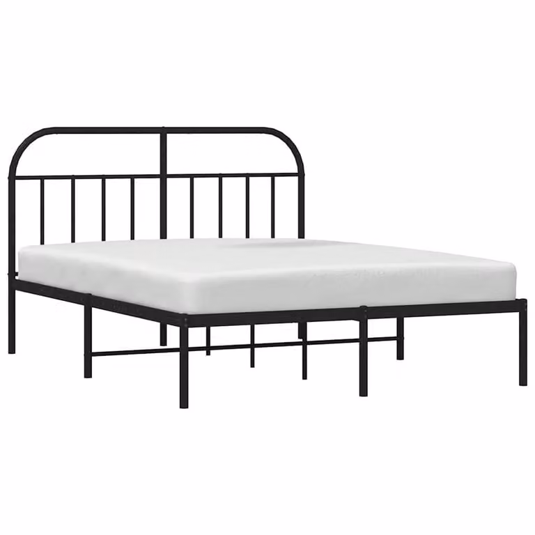Berkfield Home Metal Bed Frame with Headboard in Black, W/D/H: 135 x 190 cm Double