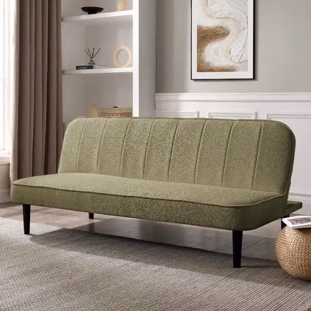 Begonia Sage Green Boucle Sofa Bed with Sleeping Function
