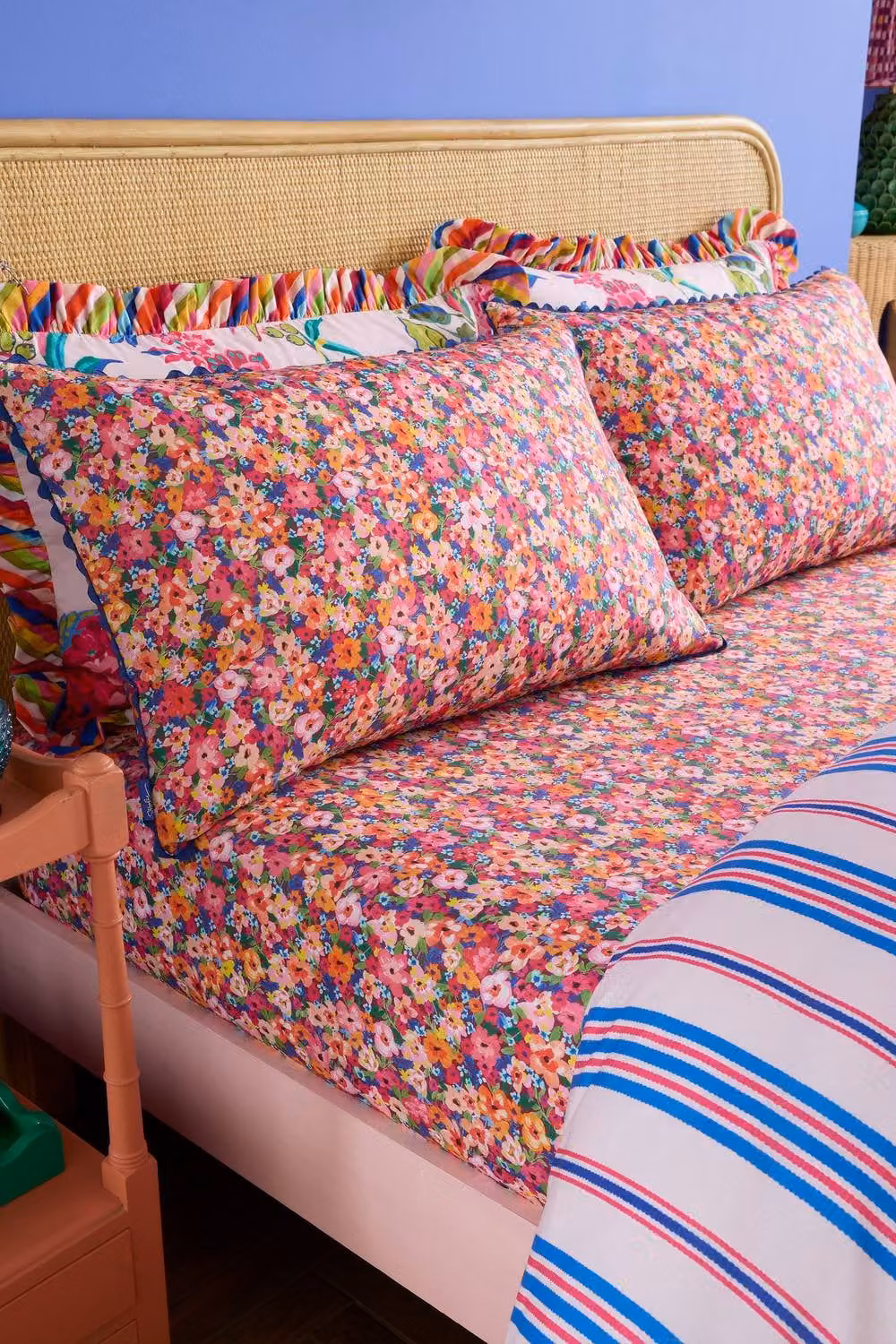 Sophie Robinson Darling Ditsy 100% Cotton Floral Fitted Sheet, Pink, Yellow and Multicolour, W/D/H: 140 x 200 cm – 2