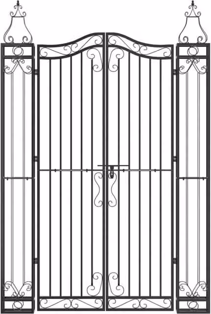 Berkfield Home Elegant Black Wrought Iron Garden Gate, W: 121 cm, D: 8 cm, H: 180 cm – 1