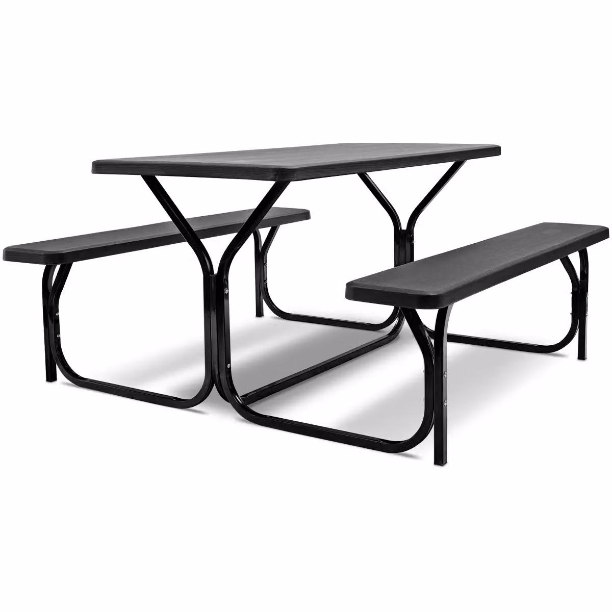 Costway Outdoor Picnic Table and Bench Set in Black – 4
