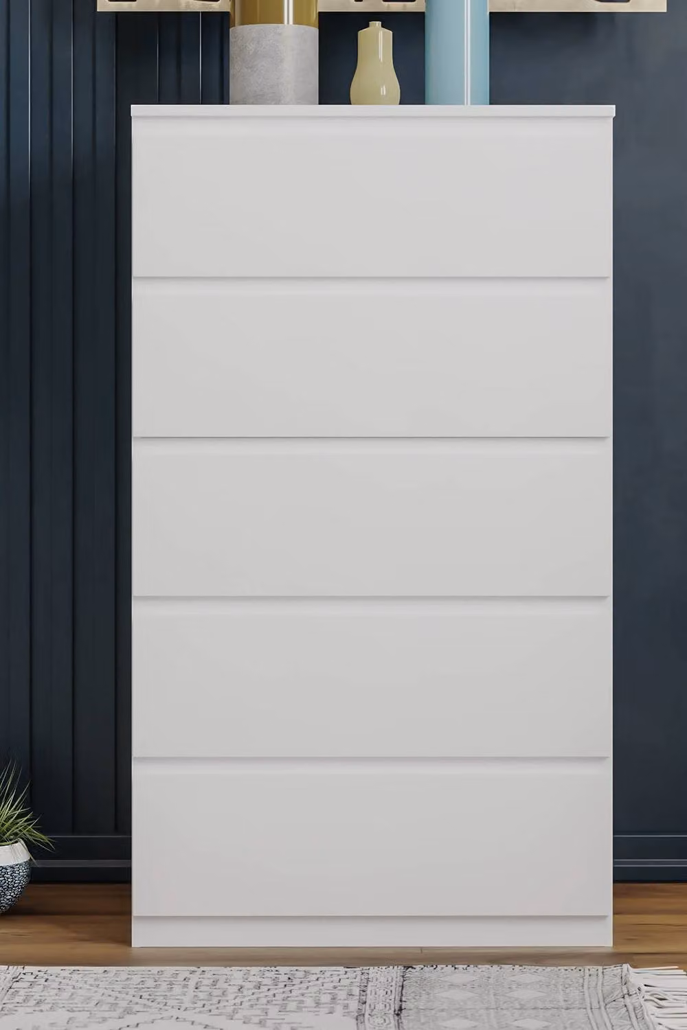 HD Designs Denver 5 Drawer Chest of Drawers in White – 3