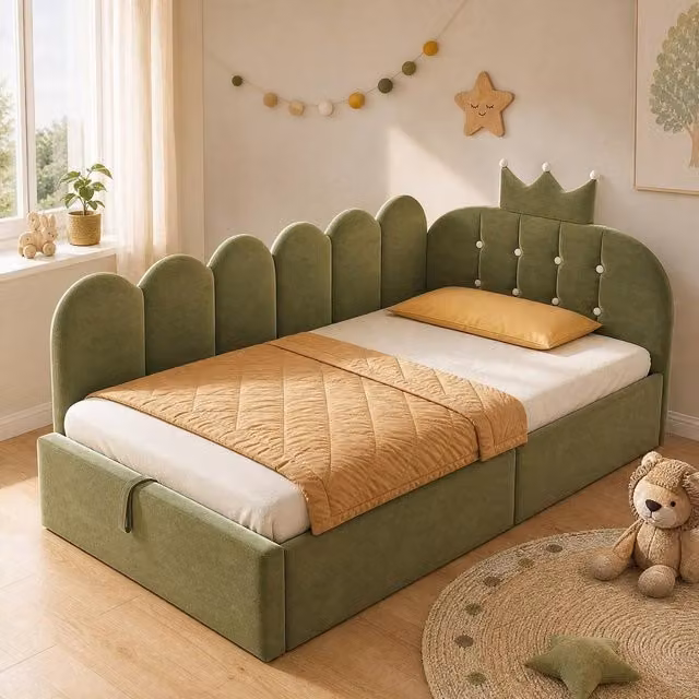 STILVORA Modern Upholstered Single Bed Frame with Lift Up Storage Base in Green Velvet, W/D/H: 90 x 190 cm – 1