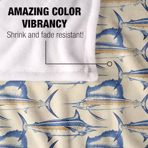 JQ Licensing Billfish Fishing Pattern 2 Silky Touch Super Soft Fleece Throw Blanket, Multicolour, W: 91 cm, D: 147 cm – 3