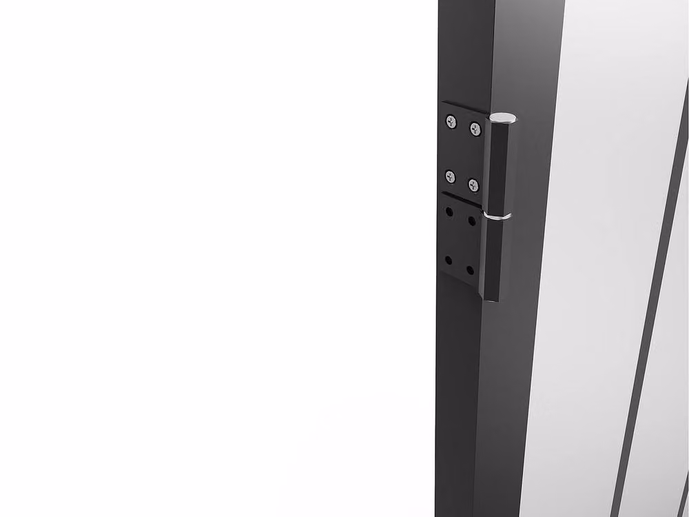 Vente-unique Reversible Industrial Swing Block Door in Black Aluminum and Frosted Tempered Glass – 5