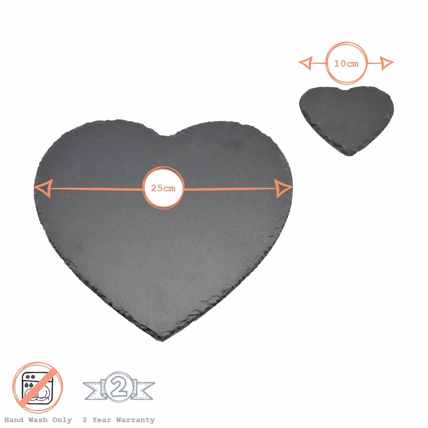 Argon Tableware 12 Piece Heart Slate Placemats and Coasters Set in Black or Grey – 7
