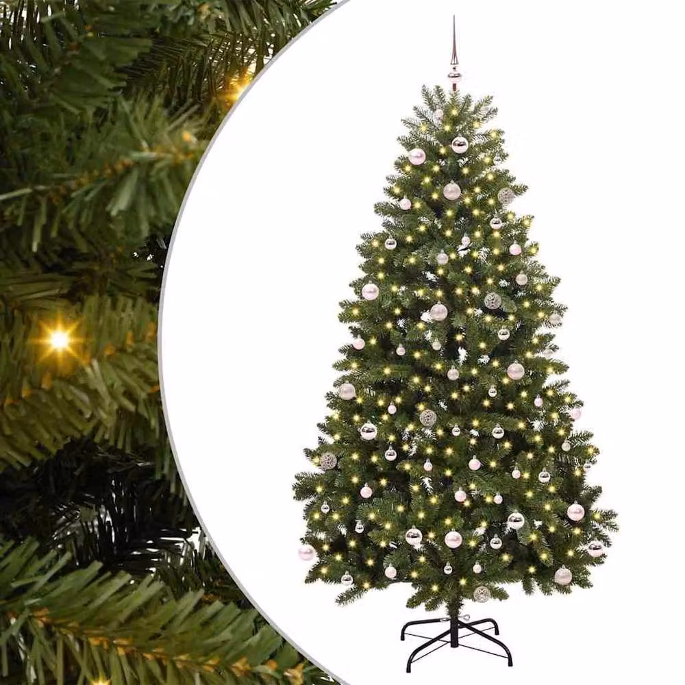 Berkfield Home Elegant Green Artificial Christmas Tree with Stand, H 240 cm, W 120 cm, D 120 cm – 3