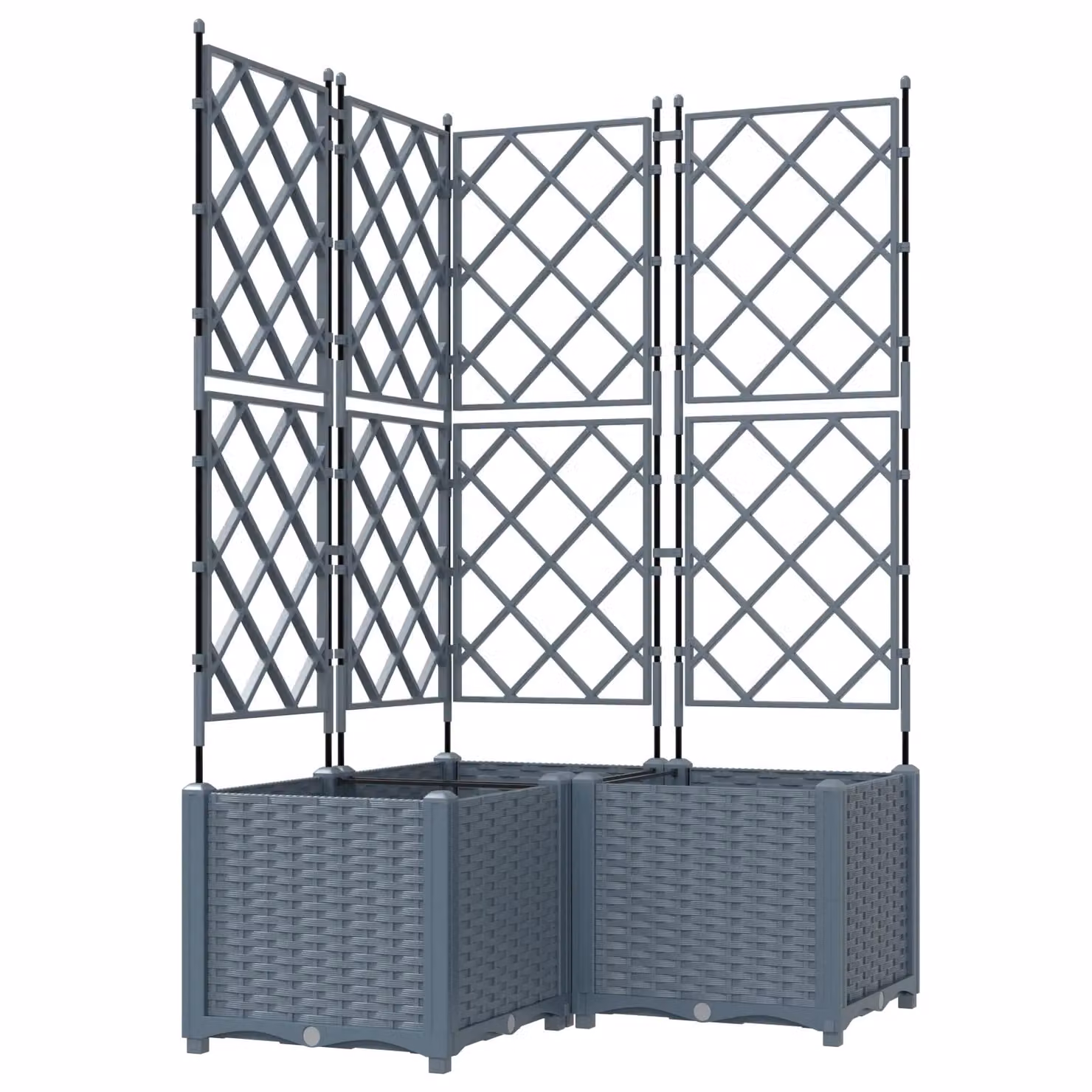 Berkfield Home Garden Planter with Trellis, 3 Piece Set, Grey, W/D/H: 80 x 80 x 143 cm – 2