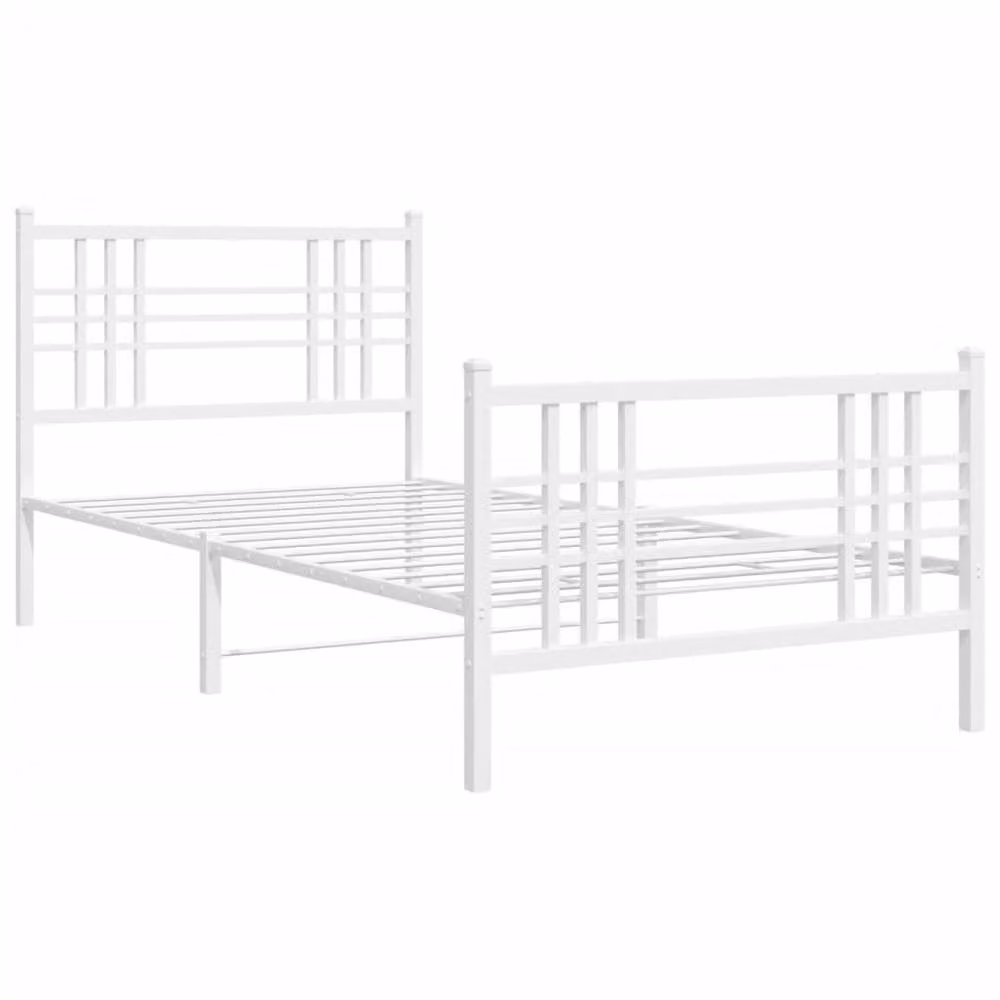 Berkfield Home Metal Bed Frame with Footboard in White, W/D/H: 90 x 200 cm – 2