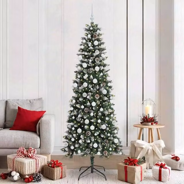 Berkfield Home Artificial Christmas Tree with 300 LEDs, Green, W/D/H: 86 x 86 x 210 cm – 1