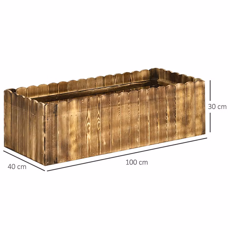 Outsunny Wooden Raised Bed Garden Planter, Brown, W: 100 cm, D: 40 cm, H: 30 cm – 3