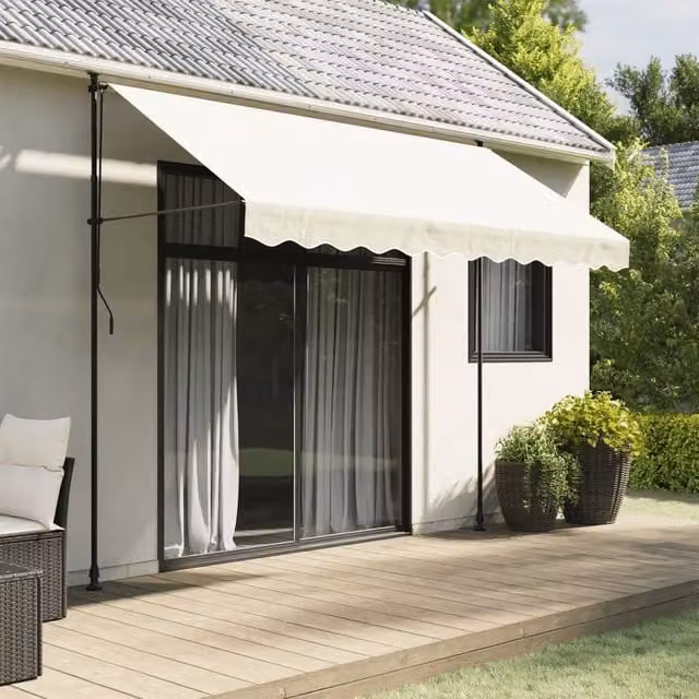 Berkfield Home Replacement Awning Valance Fabric in Cream Stripe Polyester, Length: 3 m – 1