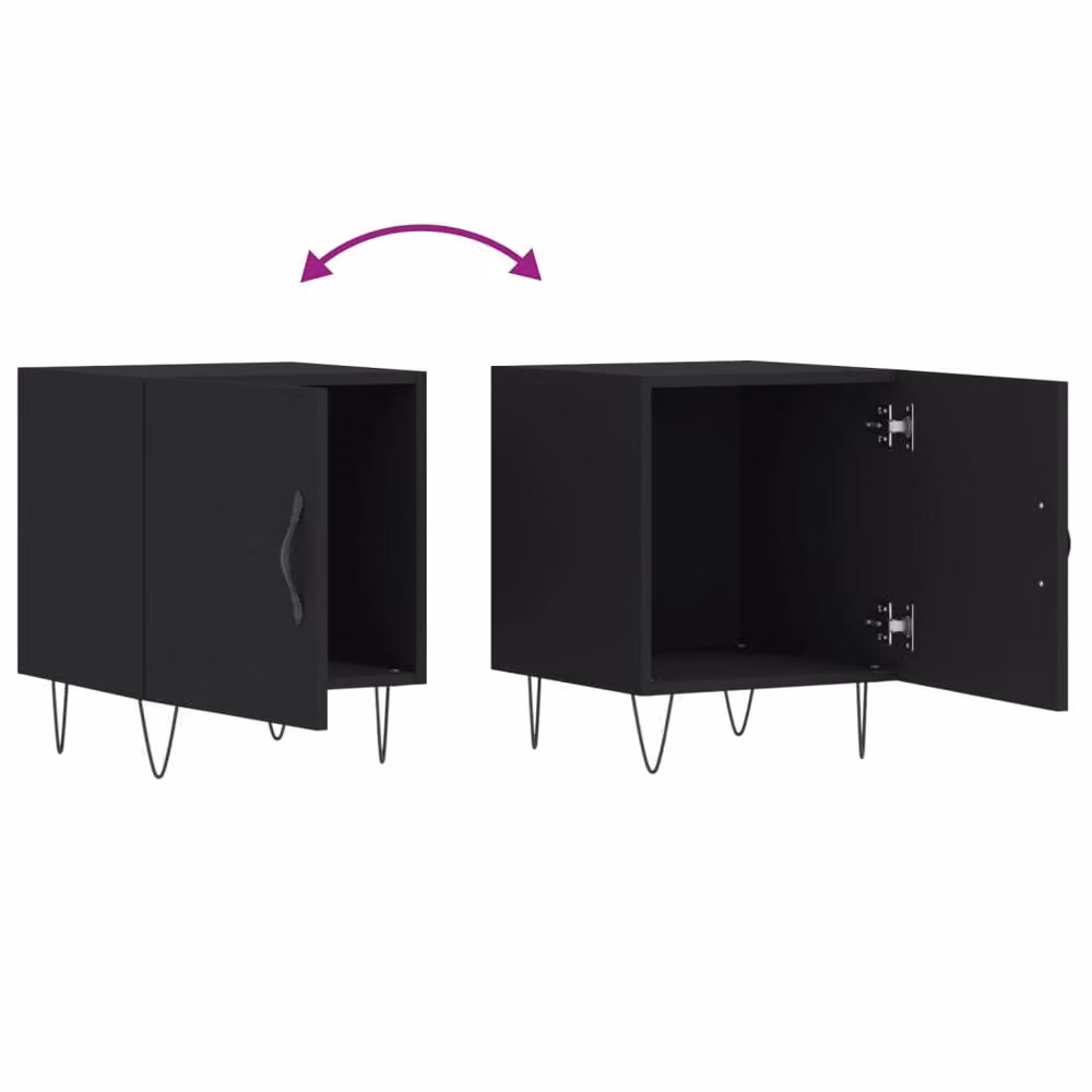 Berkfield Home Modern Black Bedside Cabinet W/D/H: 40 x 40 x 50 cm – 6