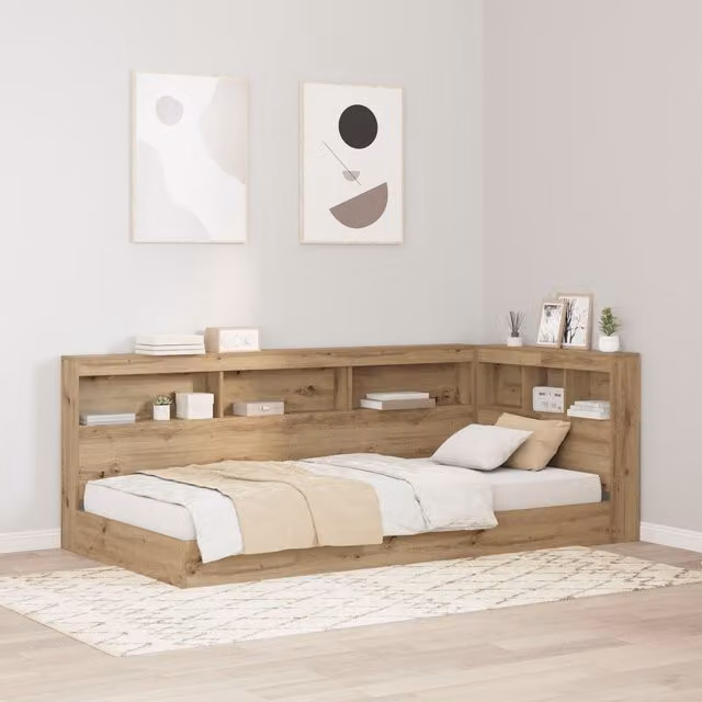 Berkfield Home Artisan Oak Storage Headboard with Integrated Shelf, Brown, Width: 90 cm – 1