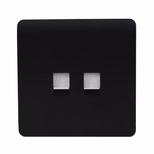 Trendi Switch 2 Gang RJ45 Cat 6 Ethernet and Telephone Secondary Sockets in Matt Black – 2
