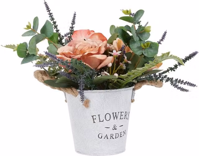 Garden Sanctuary Orange Artificial Potted Rose Tabletop Floral Decor
