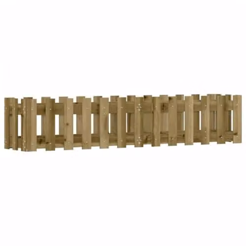 vidaXL Brown Impregnated Wood Garden Raised Bed with Fence Design W/D/H: 150 x 30 x 30 cm