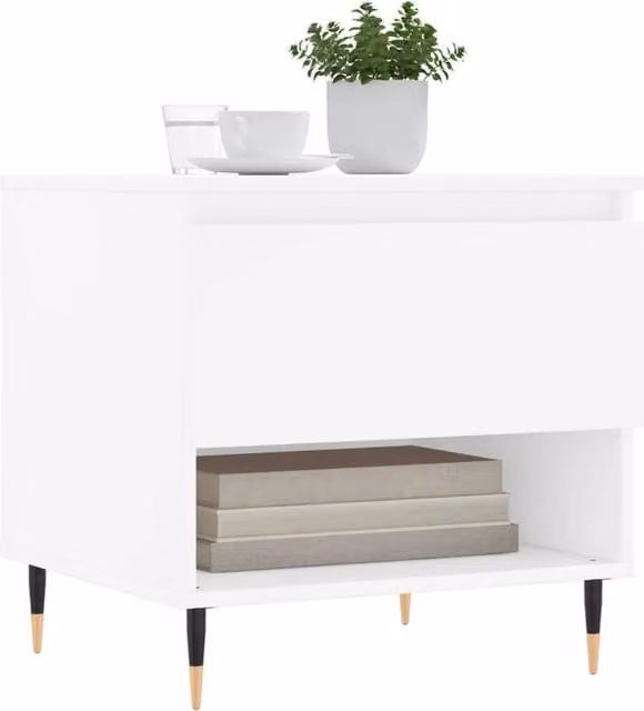 Berkfield Home Modern White Nested Coffee Tables, 2 Piece Set, W/D/H: 50 x 46 x 50 cm