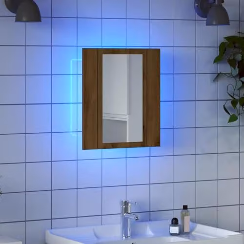 vidaXL LED Bathroom Mirror Cabinet in Artisan Oak, Brown, W/D/H: 40 x 12 x 45 cm – 3