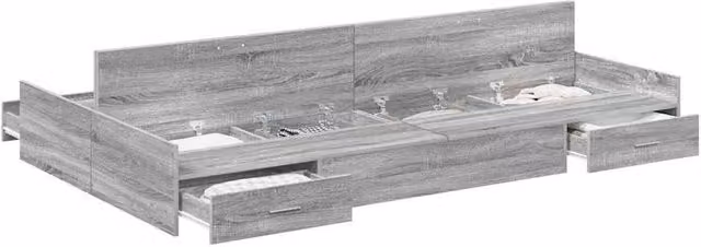 Berkfield Home Modern Storage Bed Frame with Drawers, Grey, W/D/H: 120 x 190 x 28 cm – 1