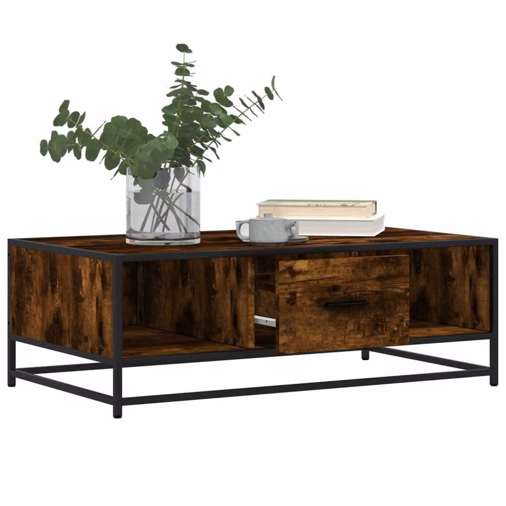Berkfield Home Smoked Oak Coffee Table in Brown, W/D/H: 100 x 57 x 35 cm – 3