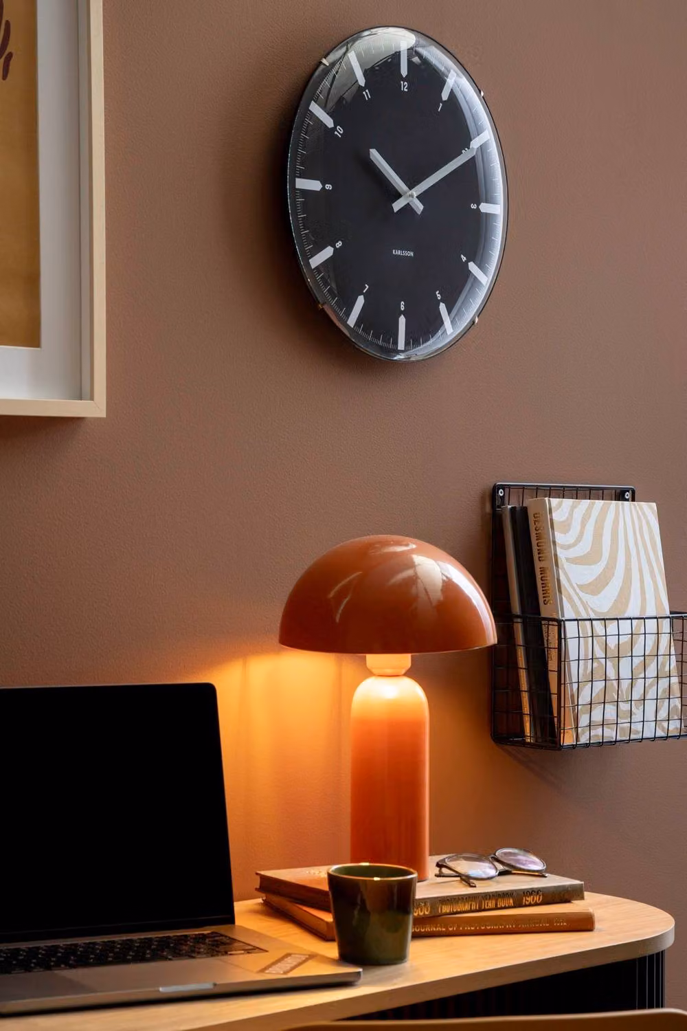 PRESENT TIME Karlsson Round Analog Wall Clock in Black with Realista Dome – 2