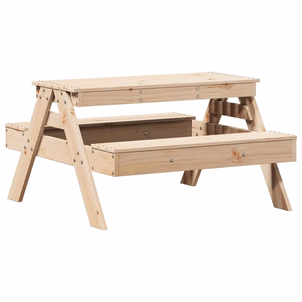 Berkfield Home Kids Picnic Table in Brown Solid Pine Wood W/D/H: 88 x 97 x 52 cm – 2
